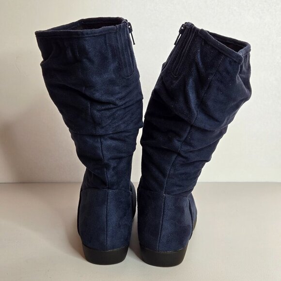 Women's Navy Suede Boots - Picture 4 of 13